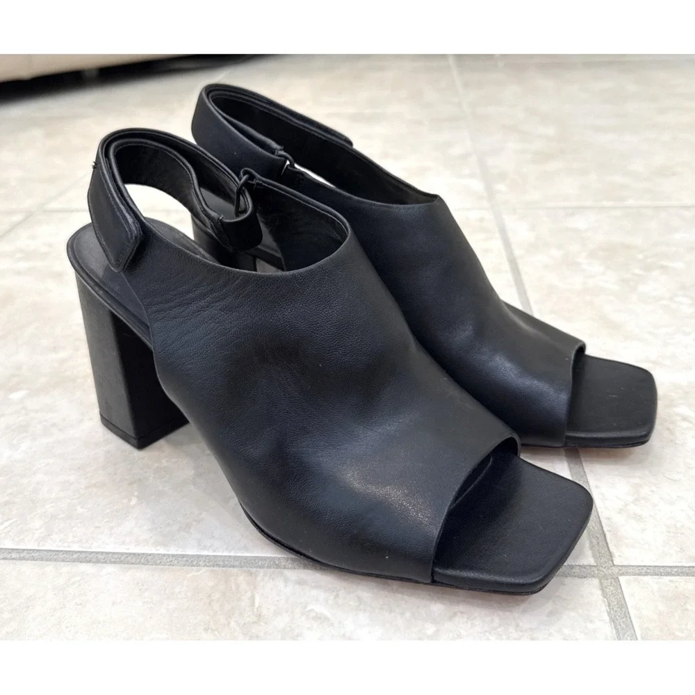 Vince Niara Block Heel Slingback Sandal Black size 10M/ 41 Comfort Career Preppy